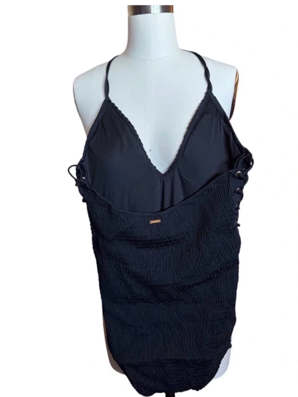 Victoria's Secret Black Lace-Up Halter One-Piece Swimsuit
